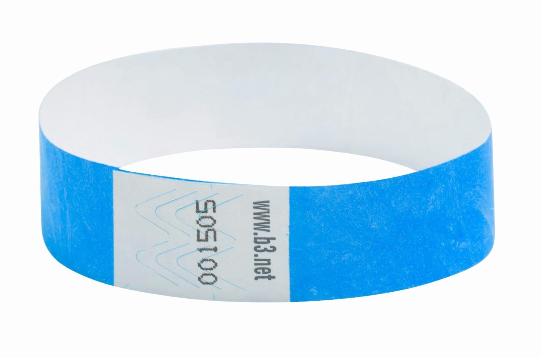 SICURIX Tear-Resistant Waterproof Security Wristband, 10 x 3/4 Inches, Tyvek, Blue, Pack of 100 077817